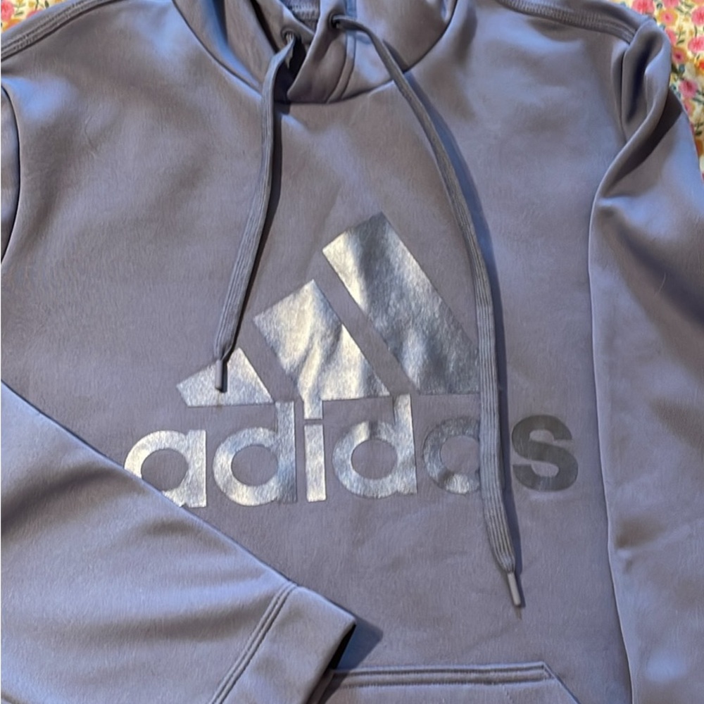 Adidas Women's Gray Hoodie with Silver Logo